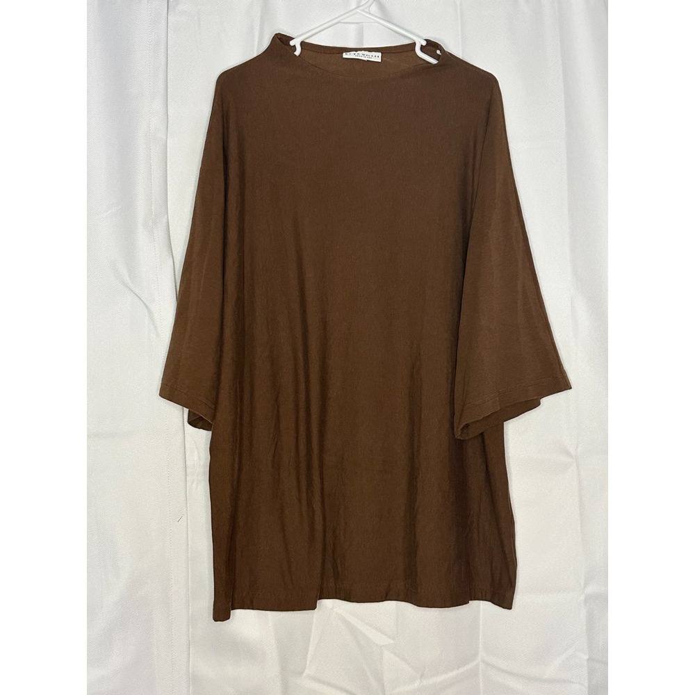 Bryn Walker Lagenlook Sustainable Bamboo Brown Oversized Tunic One Size USA
